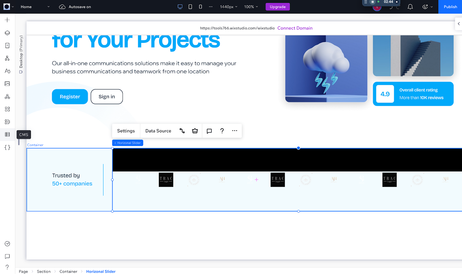 Creating a Slider section