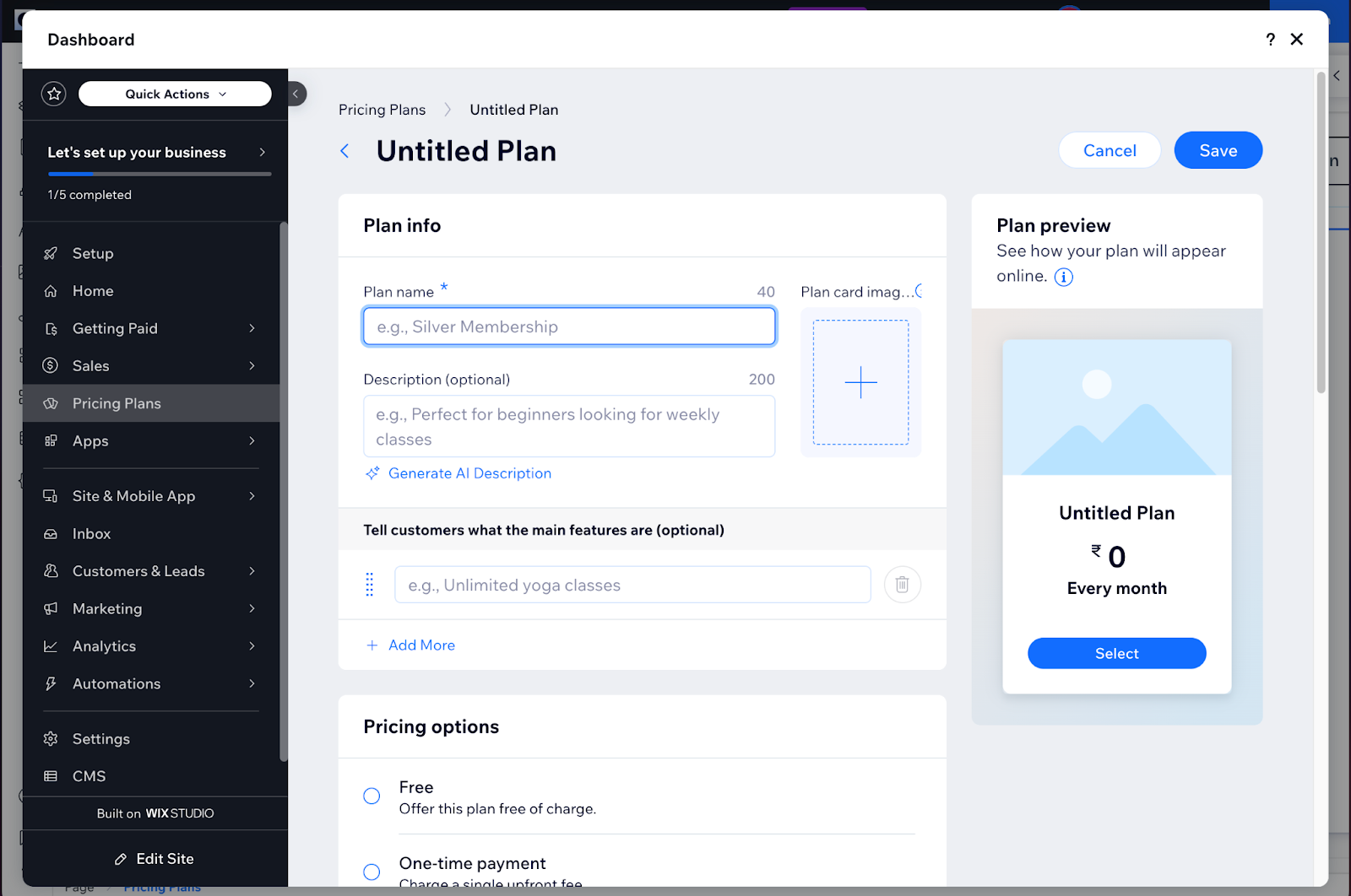 Create a Pricing Table