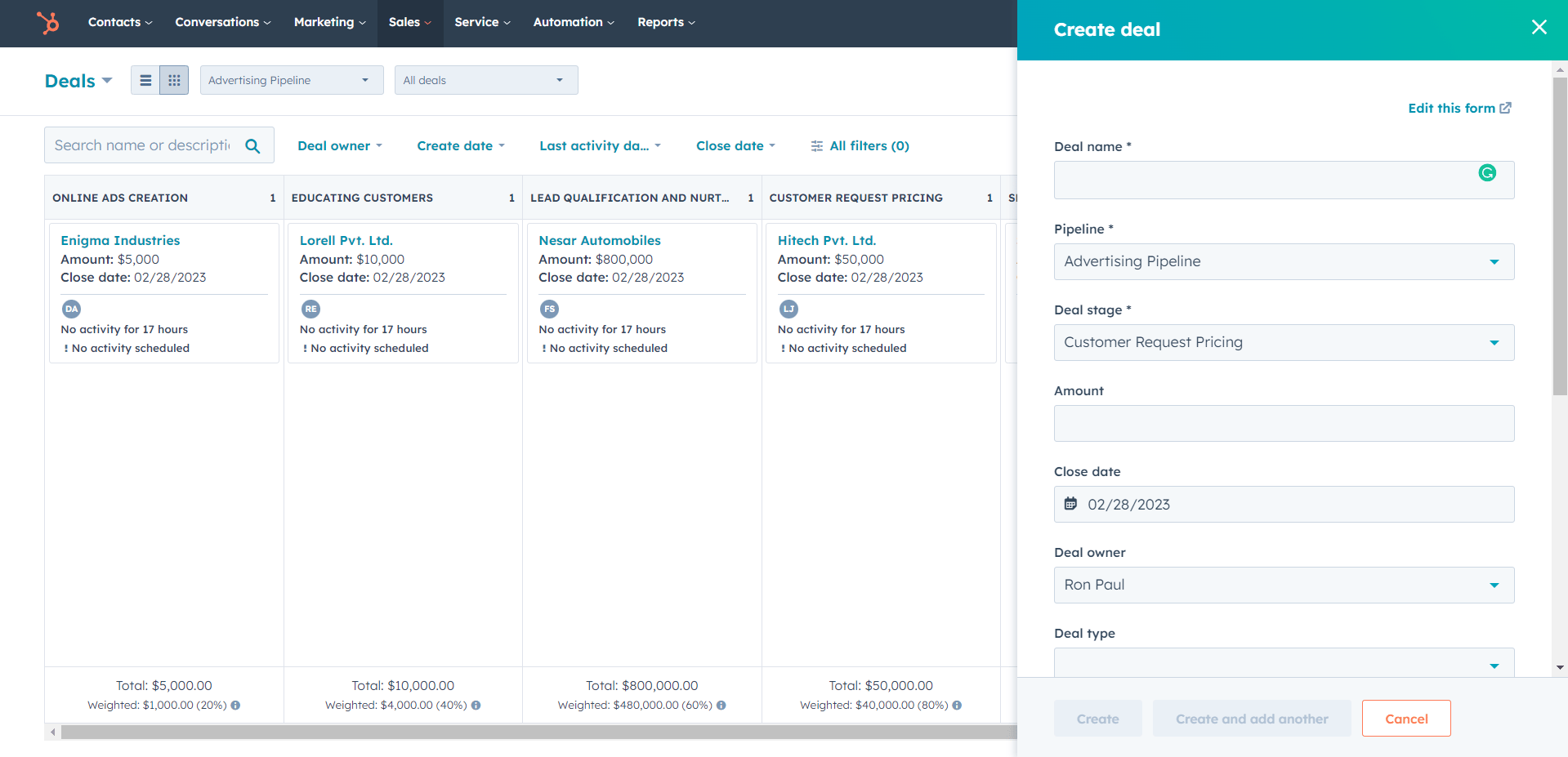 Create-Deal-hubspot-for-marketing