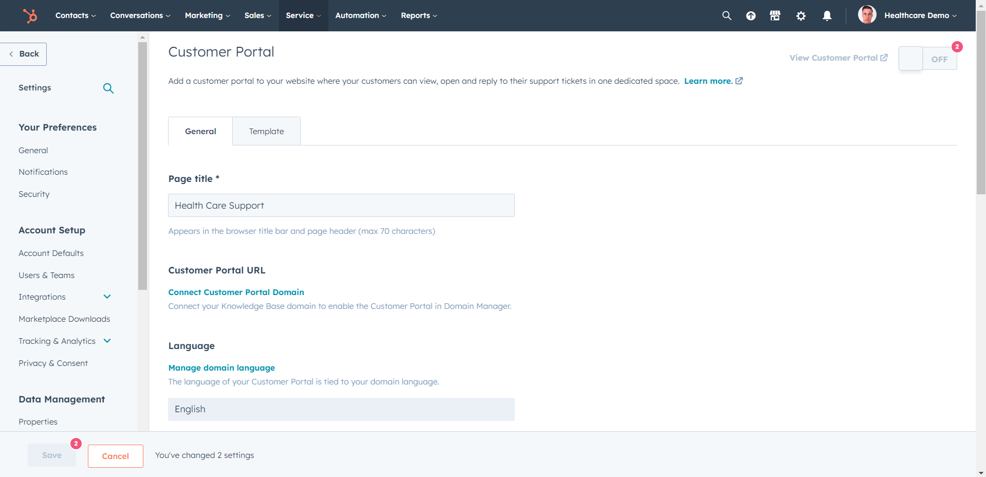 Customer-Portal-Settings