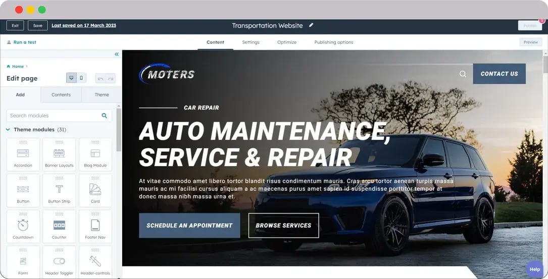 HubSpot-for-automotive-and-transport-website-builder