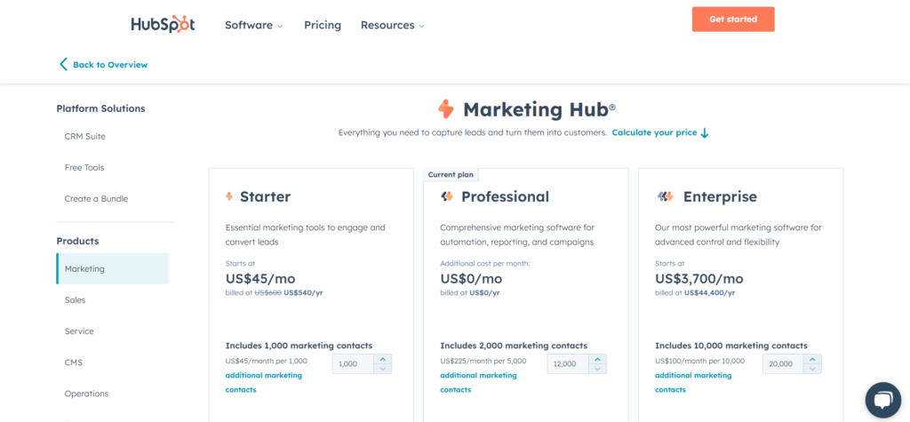 HubSpot Pricing Plans 1024x475