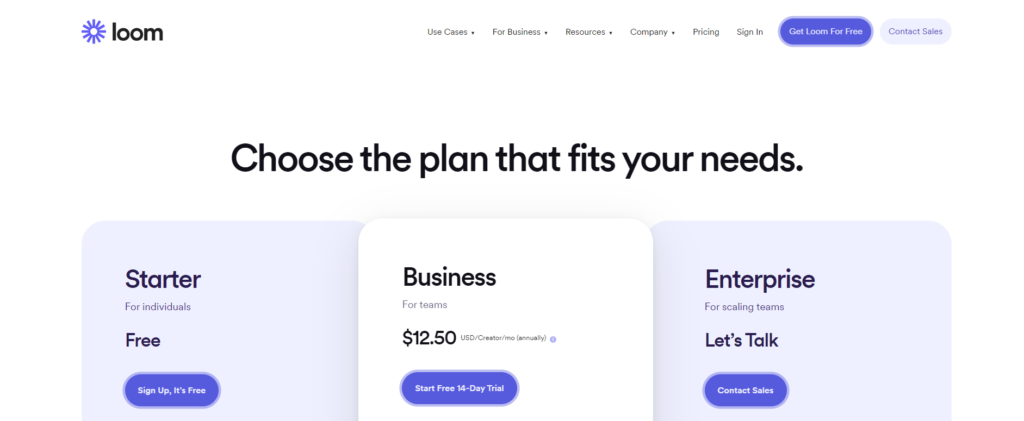 Loom Pricing Plan 1024x421