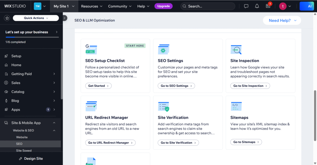 Used Wix SEO Wiz for Initial SEO Setup