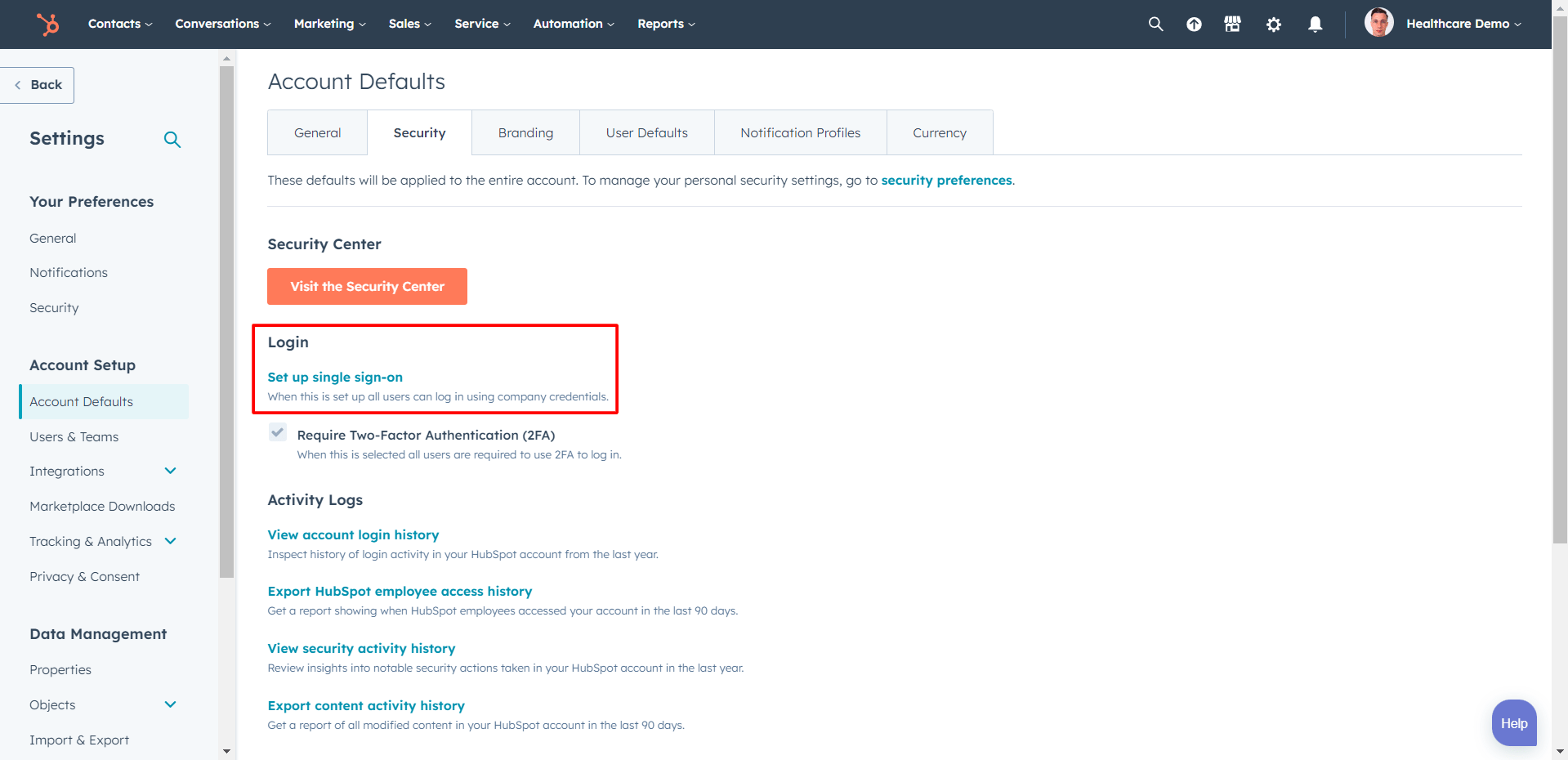 Single-Sign-On-Setup-hubspot-for-healthcare
