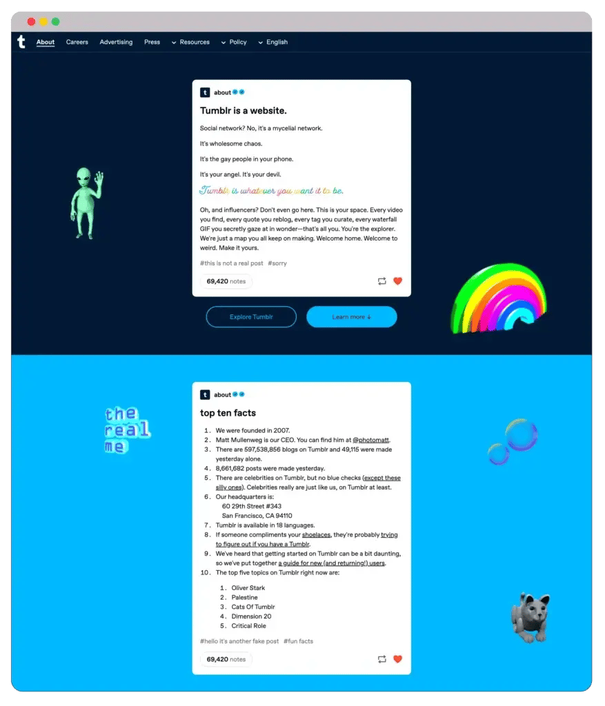 Tumblr about us page examples small business