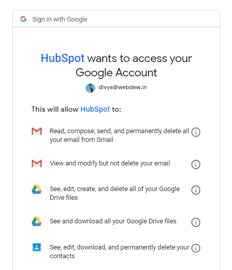 Access your google aacount