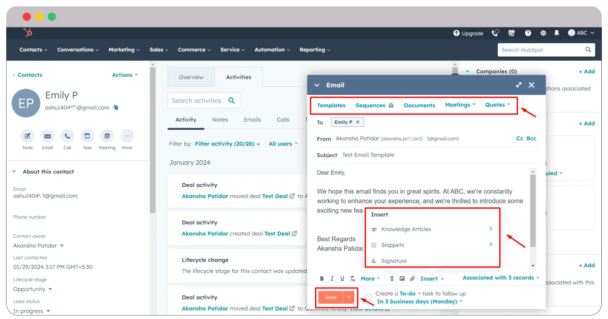 create-and-send-email-hubspot-contact-management