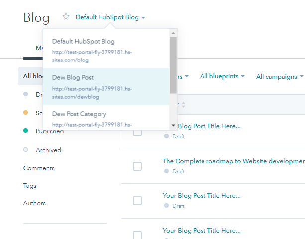 Default hubSpot blog