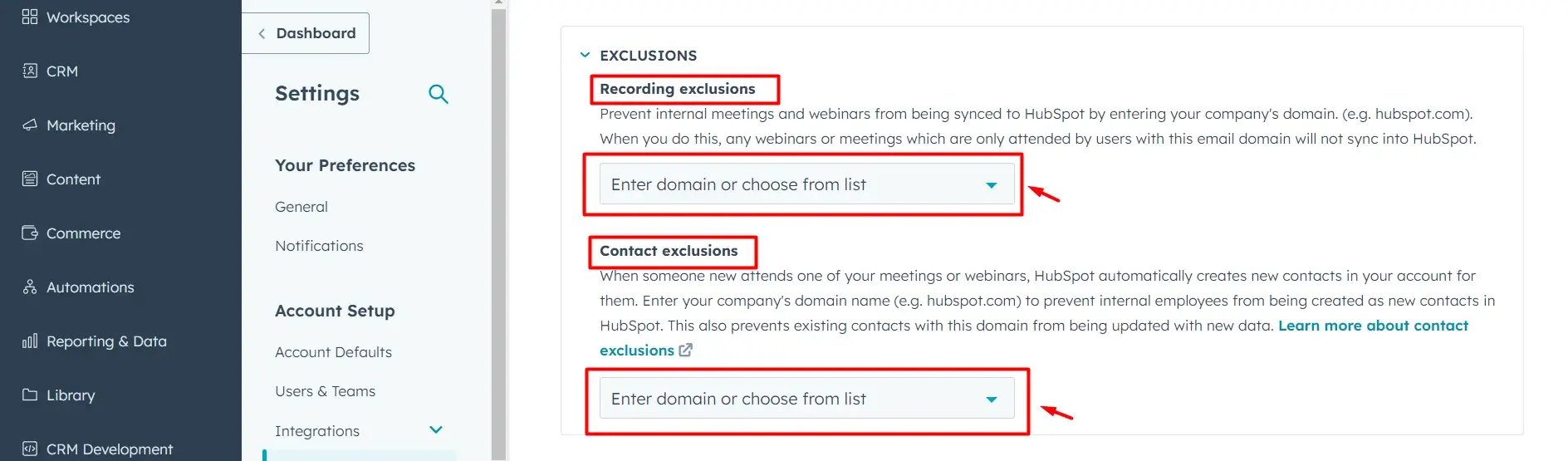 exclusions-global-settings-hubspot-zoom-integration
