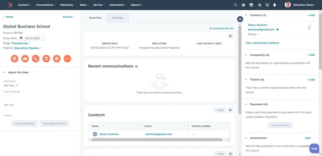 hubspot-for-education-Deal-Overview