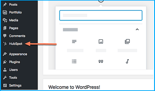 hubspot-plugin-for-wordpress-sidebar-menu
