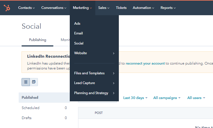 hubspot-social-tool-account