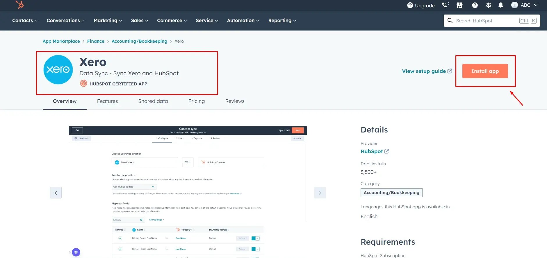 install-xero-app-hubspot-xero-integration