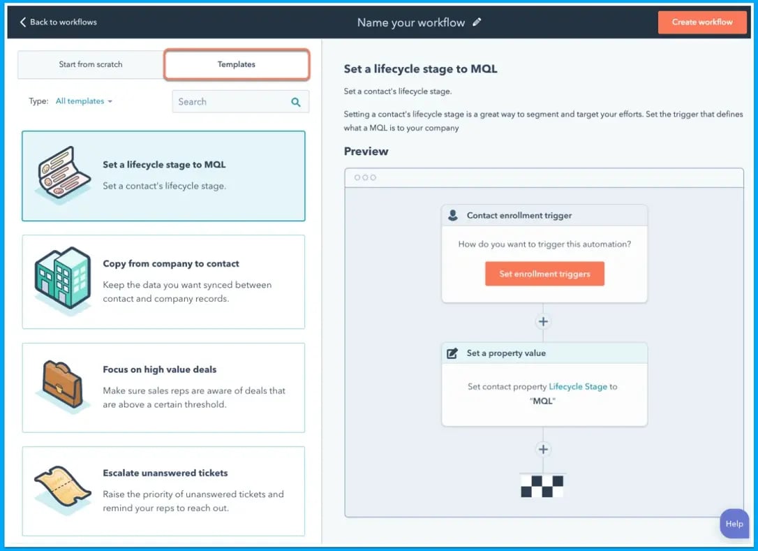 select-templates-hubspot-workflow-automation
