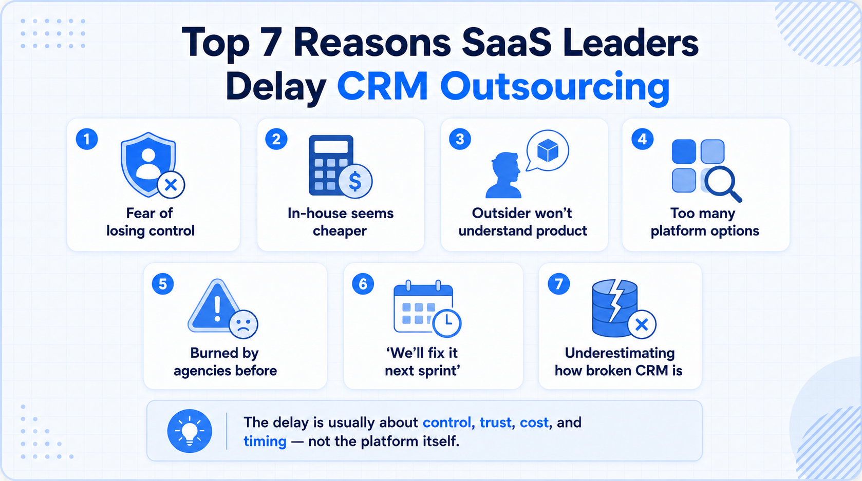 Top 7 reason saas leader delay crm outsourcing