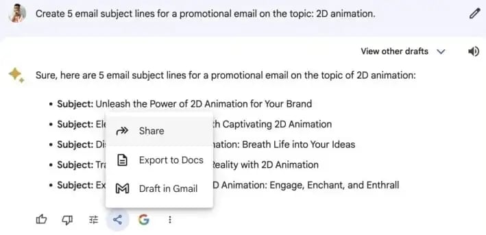 Google Bard: Share the reponses Google Bard: Share the reponses