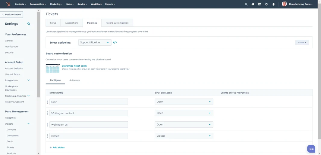 HubSpot-Ticket-Pipeline
