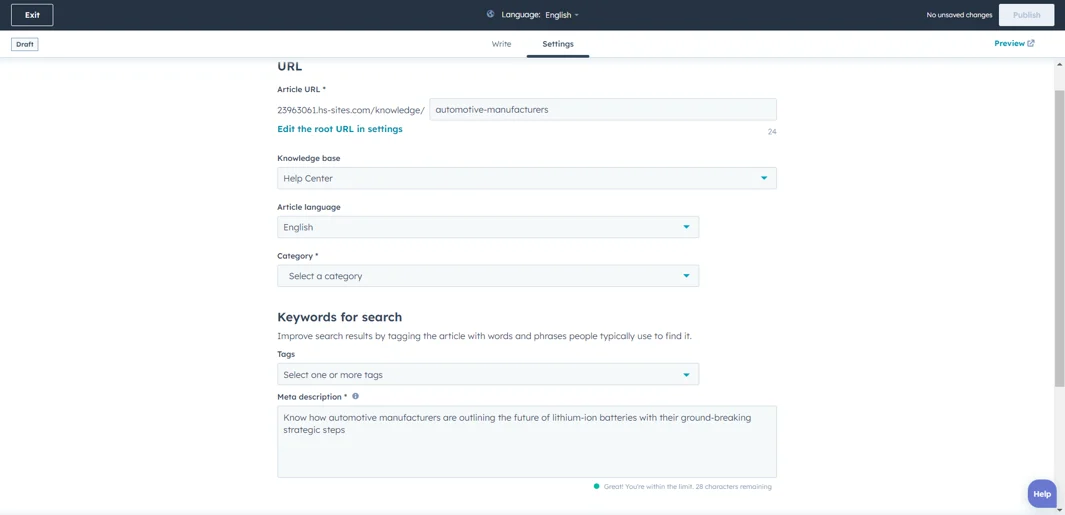 Knowledge-Base-Settings