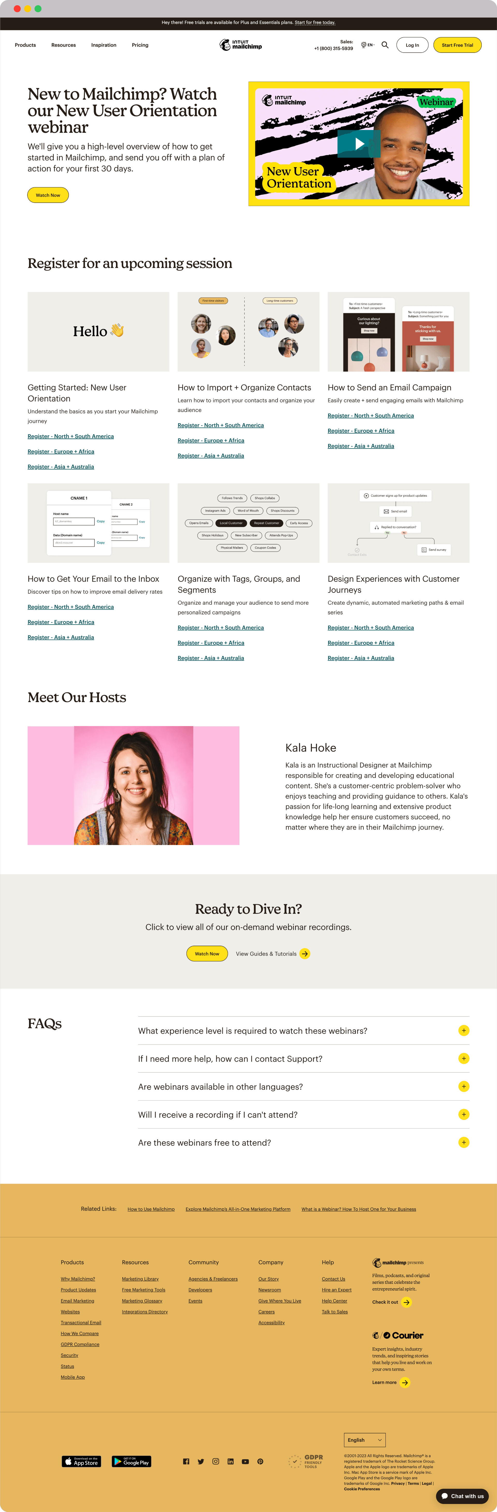 Mailchimp webinar landing page