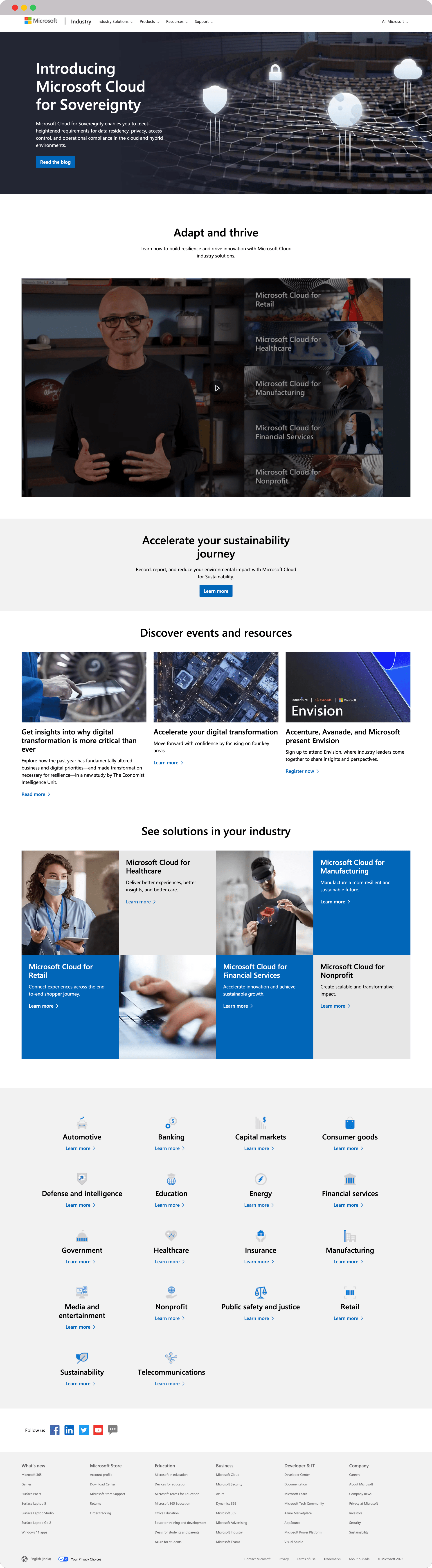 Microsoft webinar landing page