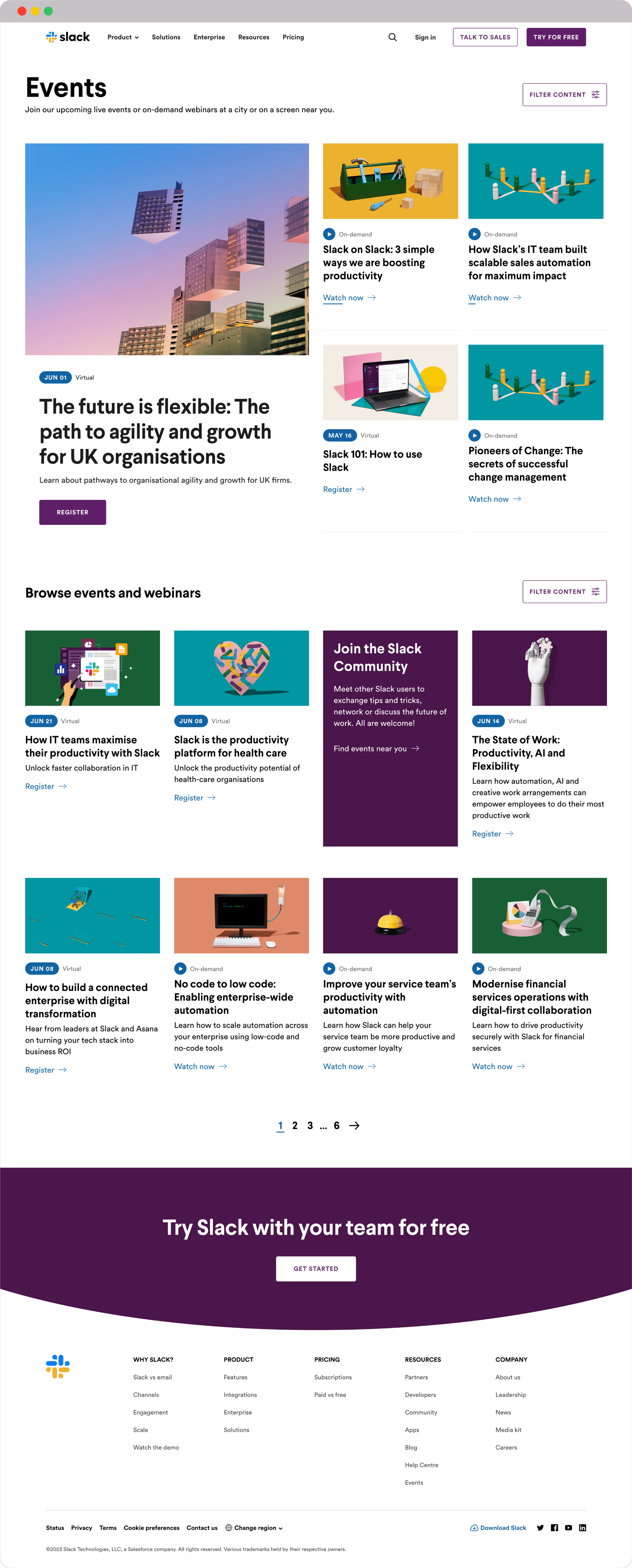 Slack webinar landing page