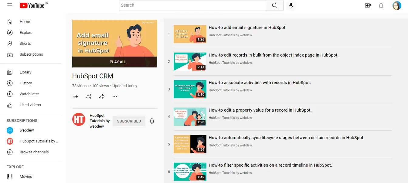 Make the most out of HubSpot with YouTube tutorials launched by webdew 2 HubSpot CRM HubSpot tutorials by webdew