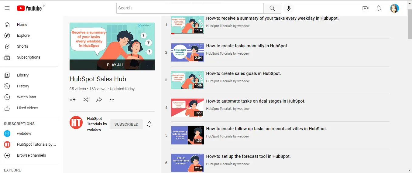 Make the most out of HubSpot with YouTube tutorials launched by webdew 4 HubSpot sales hub hubspot tutorial by webdew