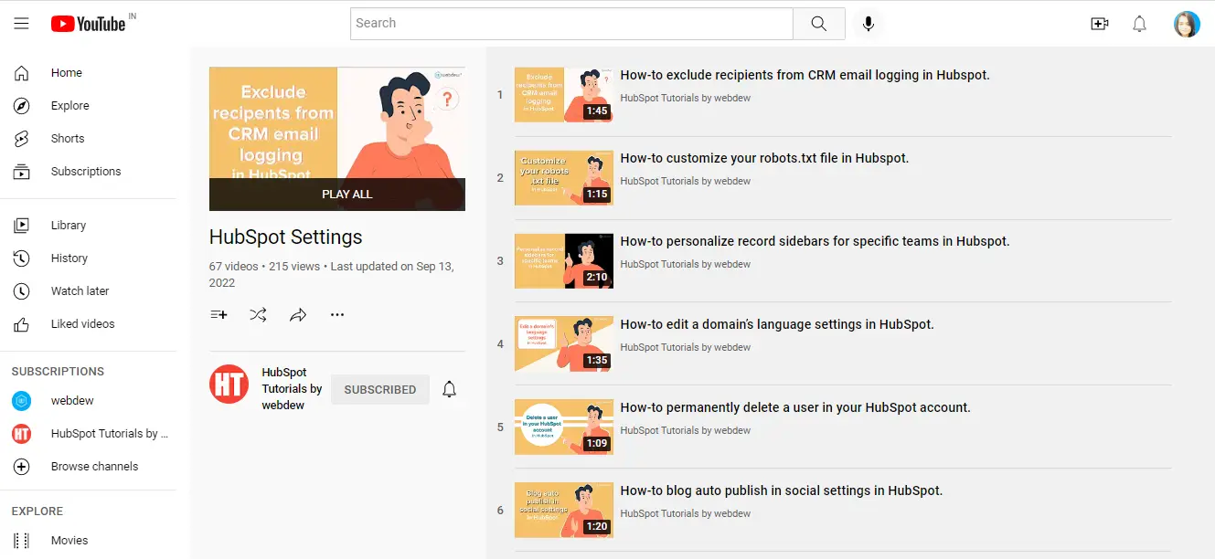 Make the most out of HubSpot with YouTube tutorials launched by webdew 8 HubSpot setting HubSpot tutorials by webdew