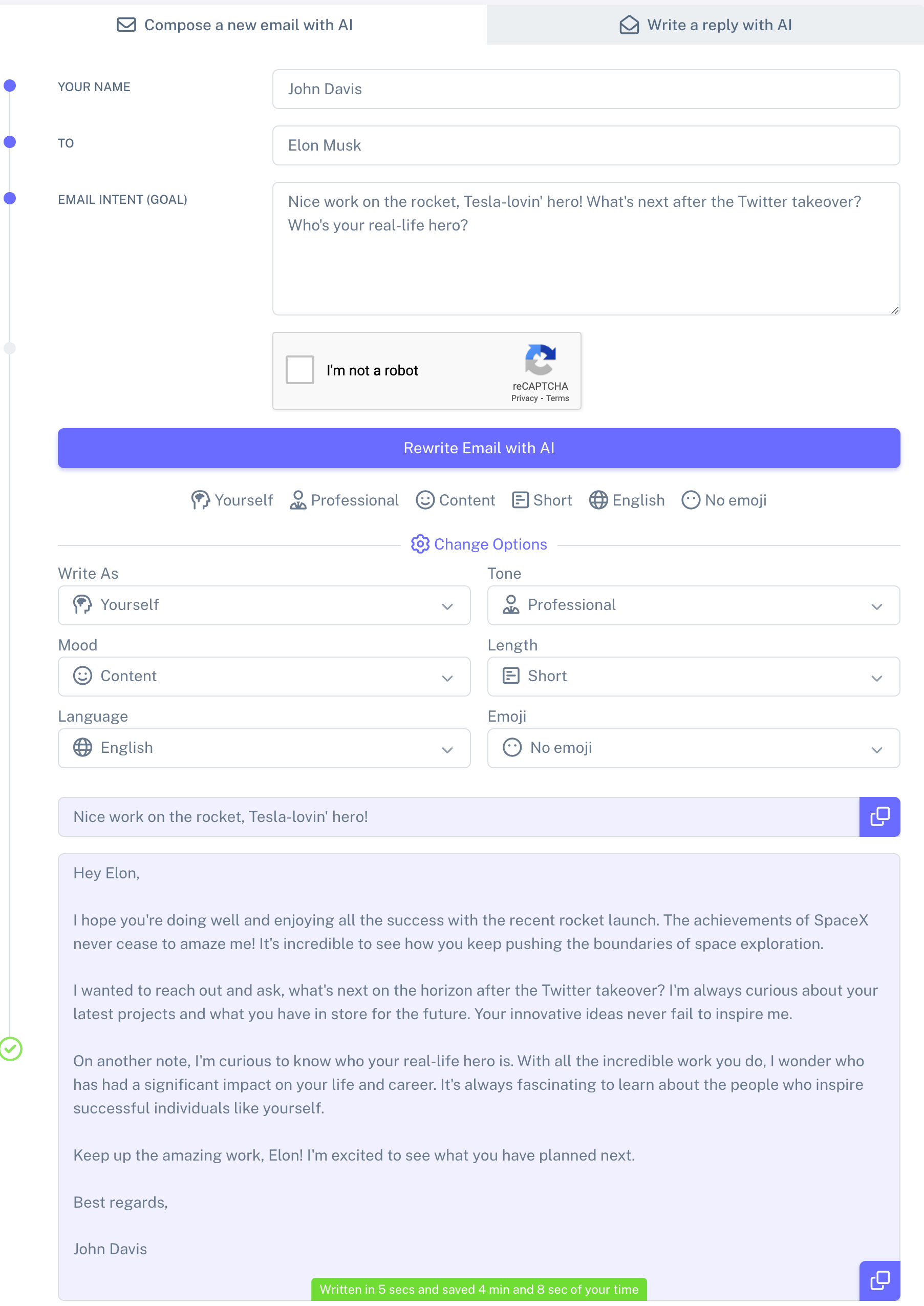 WriteMail email generation
