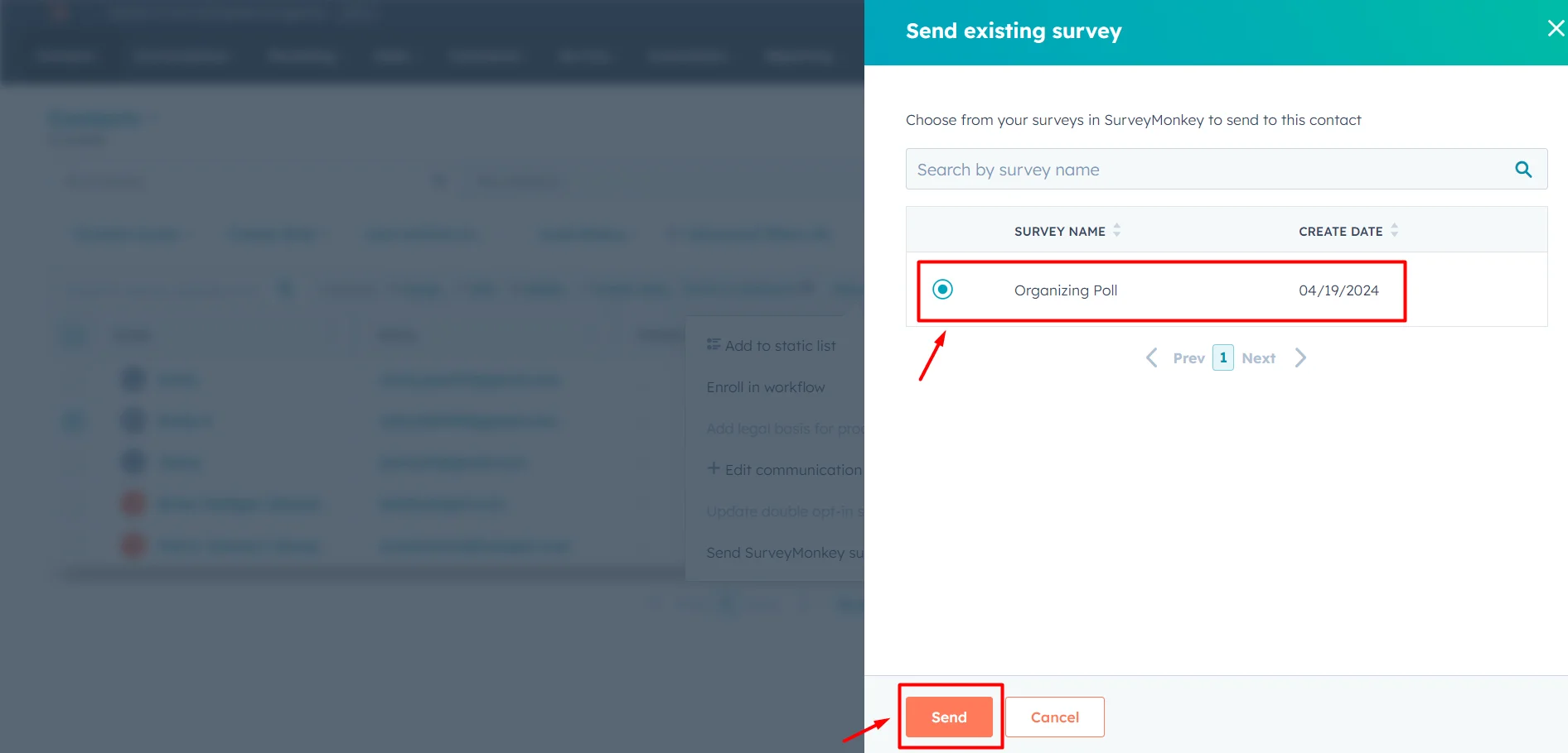 select-survey-and-send